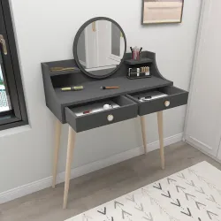 Risoma Makiyaj Masası - Antrasit - Decoroom Collection (1)