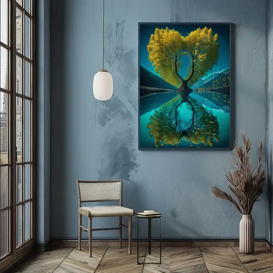 River Tree Heart Kətan Tablo TB2053 - 2