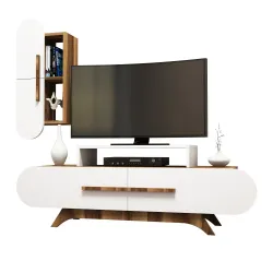 Rose Divar Rəfli Tv Stend - Cəviz/Ağ - 3