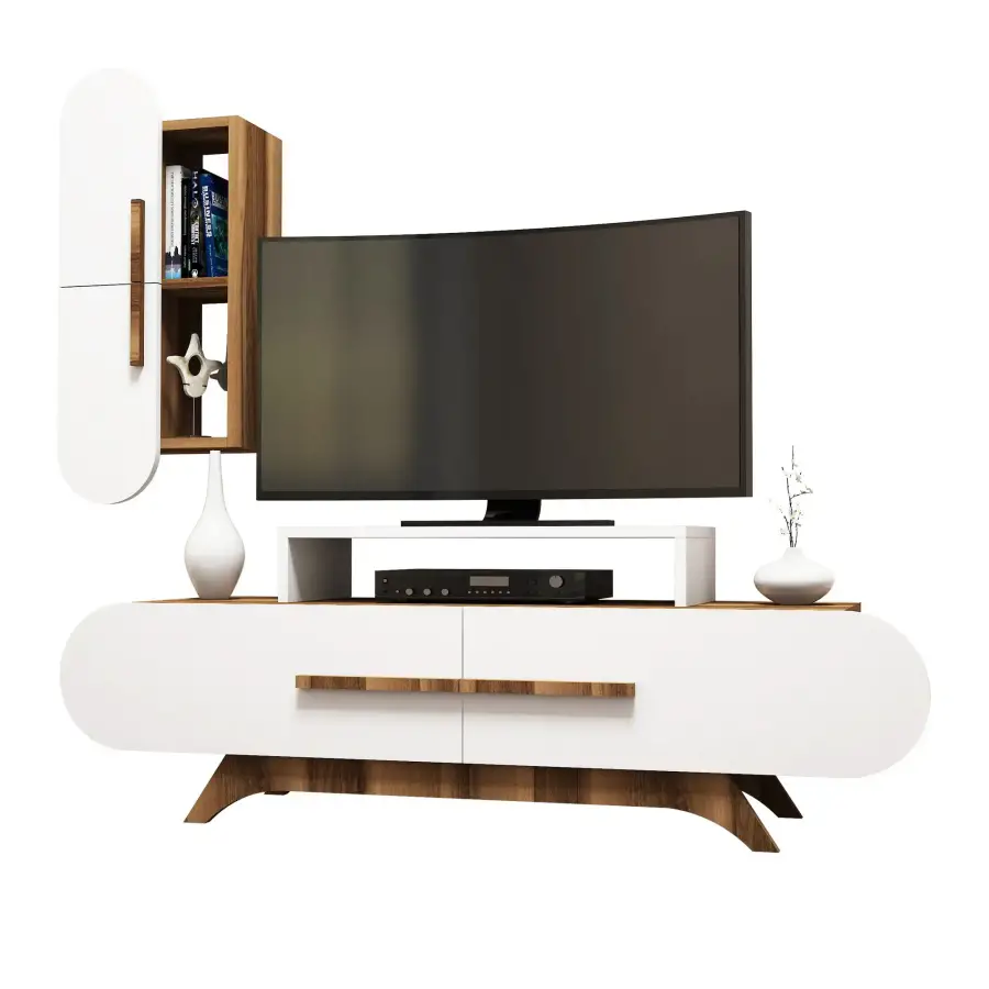 Rose Divar Rəfli Tv Stend - Cəviz/Ağ - 3