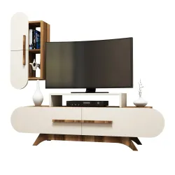 Rose Divar Rəfli Tv Stend - Cəviz/Krem - 3