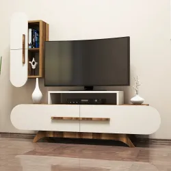 Rose Divar Rəfli Tv Stend - Cəviz/Krem - 2