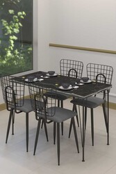 Ruby Masa Stol Stul Dəsti Kaz Siyah - Eviana