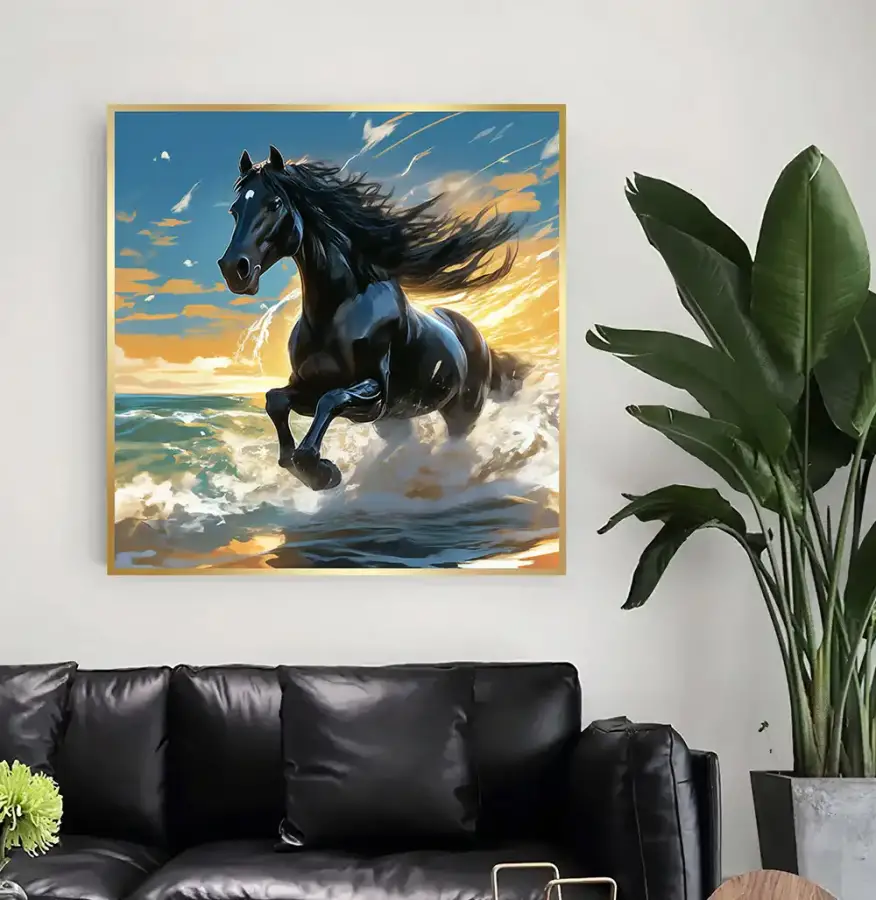 Runing Horse Kvadrat Kətan Tablo TB2039 - 1