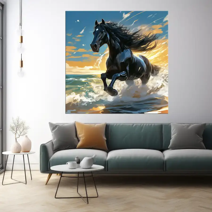 Runing Horse Kvadrat Kətan Tablo TB2039 - 2