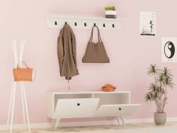 Rupa Rəfli və Asılqanlı Dəhliz Dolabı - Ağ - Decoroom Collection (1)