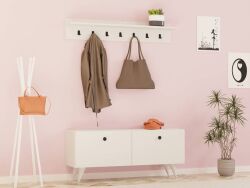 Rupa Rəfli və Asılqanlı Dəhliz Dolabı - Ağ - Decoroom Collection