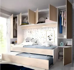 Selena İki Mərtəbəli Çarpayı + Dolab Dəsti - Ağ/Meşə - Modev (1)