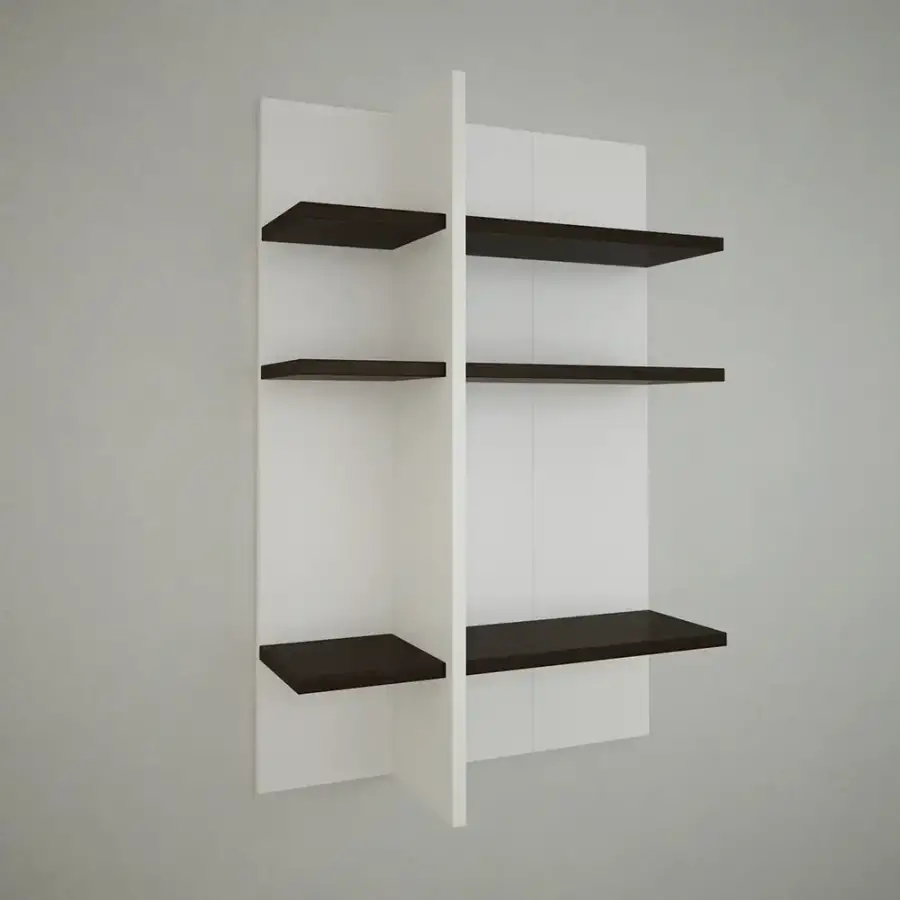 Semen 2 Divar Rəfi - Ağ/Cəviz - 2