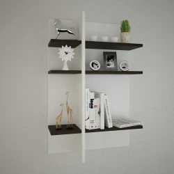 Semen 2 Divar Rəfi - Ağ/Cəviz 