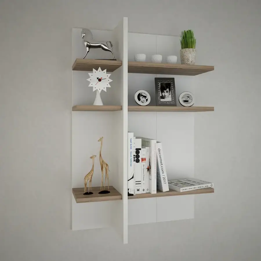 Semen 2 Divar Rəfi - Ağ/Meşə - 1