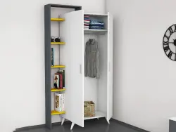 Serta Rəfli 2 Qapılı Dolab - Antrasit/Sarı - Modev (1)