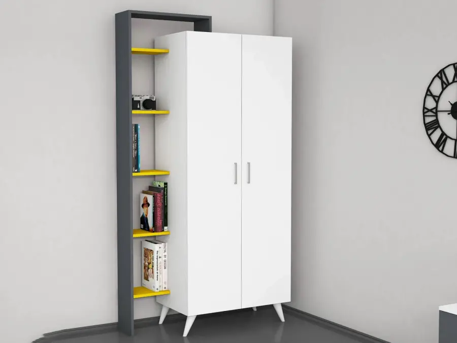 Serta Uşaq Otağı Mebel Dəsti + Çarpayı, Dolab, Çalışma masası, Tumba - Antrasit/Sarı - 4