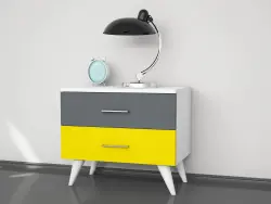 Serta Uşaq Otağı Mebel Dəsti + Çarpayı, Dolab, Çalışma masası, Tumba - Antrasit/Sarı - 7