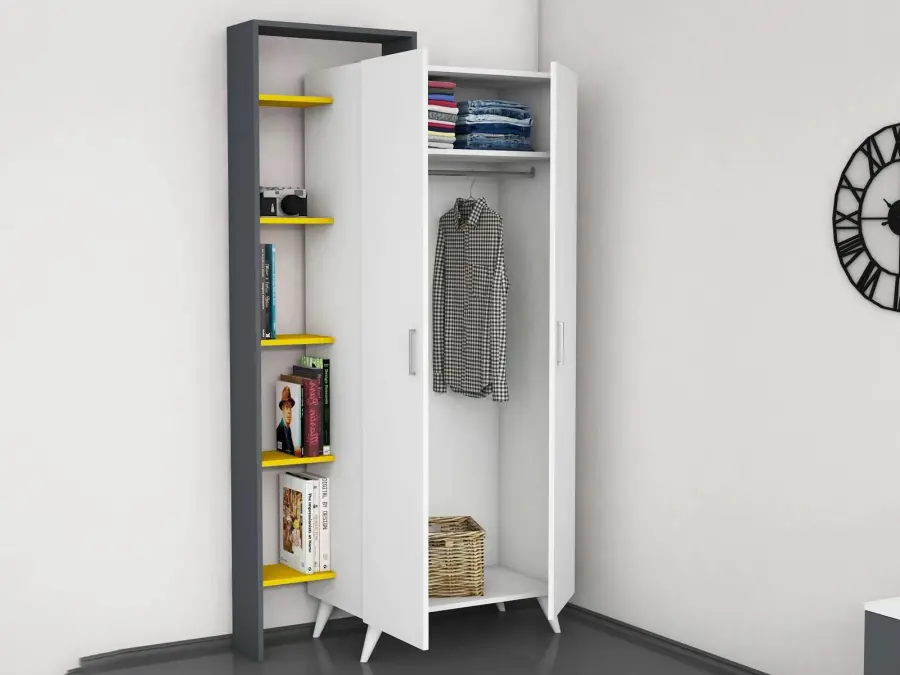 Serta Uşaq Otağı Mebel Dəsti + Çarpayı, Dolab, Çalışma masası, Tumba - Antrasit/Sarı - 5