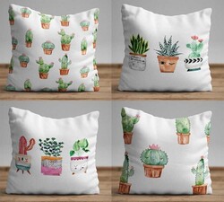 Sevimli Saksılar Dörtlü Kırlent 107 - Markaev