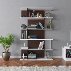 Side Kitab Rəfi - Cəviz/Ağ 