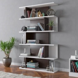 Side Kitab Rəfi - Cəviz/Ağ - Decoroom Collection (1)