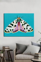 Siyah Benekli Pembe Kelebek Kətan Tablo - Markaev