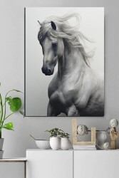 Siyah Beyaz At Kətan Tablo - Markaev