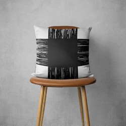 Siyah Beyaz Dörtgen Desenli Kırlent Pillow 417 - Markaev