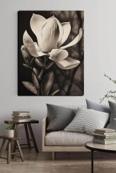 Siyah Beyaz Manolya Kətan Tablo - Markaev