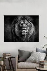 Siyah Beyaz Tasarım Aslan Kətan Tablo - Markaev