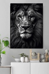 Siyah Beyaz Yaşlı Aslan Kətan Tablo - Markaev