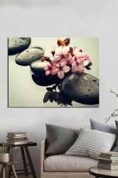 Siyah Göldeki Pembe Çiçek Kanvas Tablo - Markaev