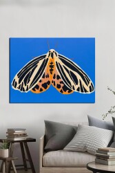 Siyah ve Sarı Çizgili Kelebek Kətan Tablo - Markaev