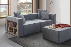 Soft 3 Modül Modüler Üç Yerli Pufikli Divan - Gri - Eymense (1)