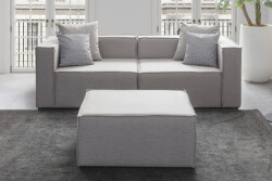 Soft 3 Modül Modüler Üç Yerli Pufikli Divan - Krem - Eymense