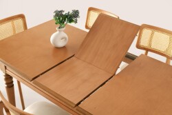 Soho Zion Ağaç Açılır Yemek Masa Sandalye Takımı 80X120 - 2