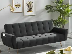 Somiya Yataqlı 3 Yerli Divan - Tünd Boz 