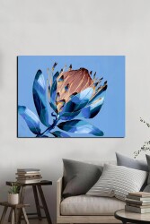 Soyut Mavi Çiçek Kətan Tablo - Markaev