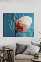 Soyut Mavi-Mercan Çiçek Kətan Tablo - Markaev
