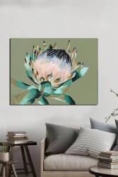 Soyut Yeşil Çiçek Kətan Tablo - Markaev