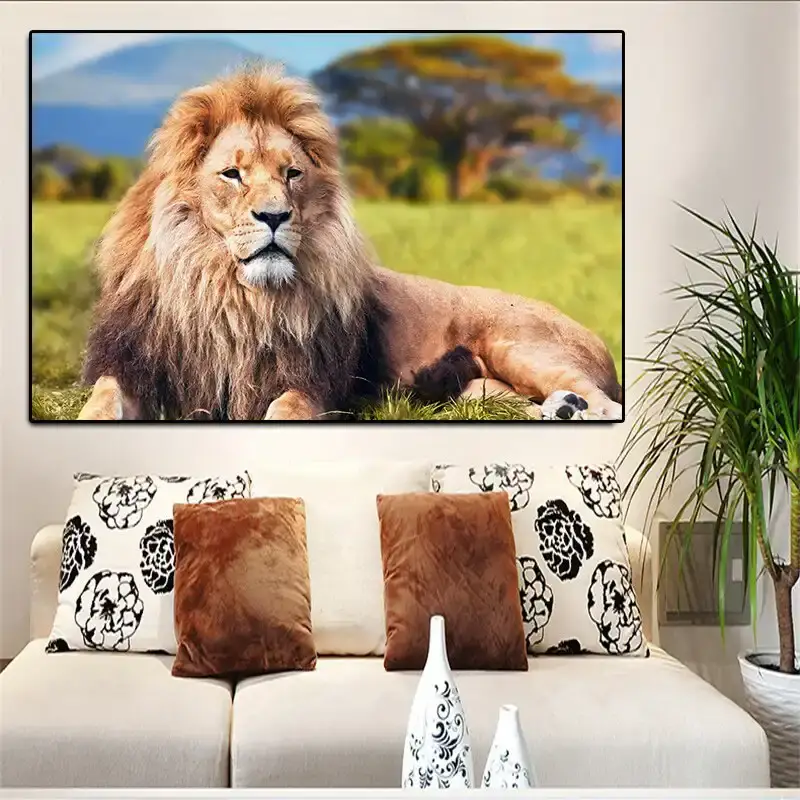 Steppe Animal Lion Kətan Tablo TB1479 - 1