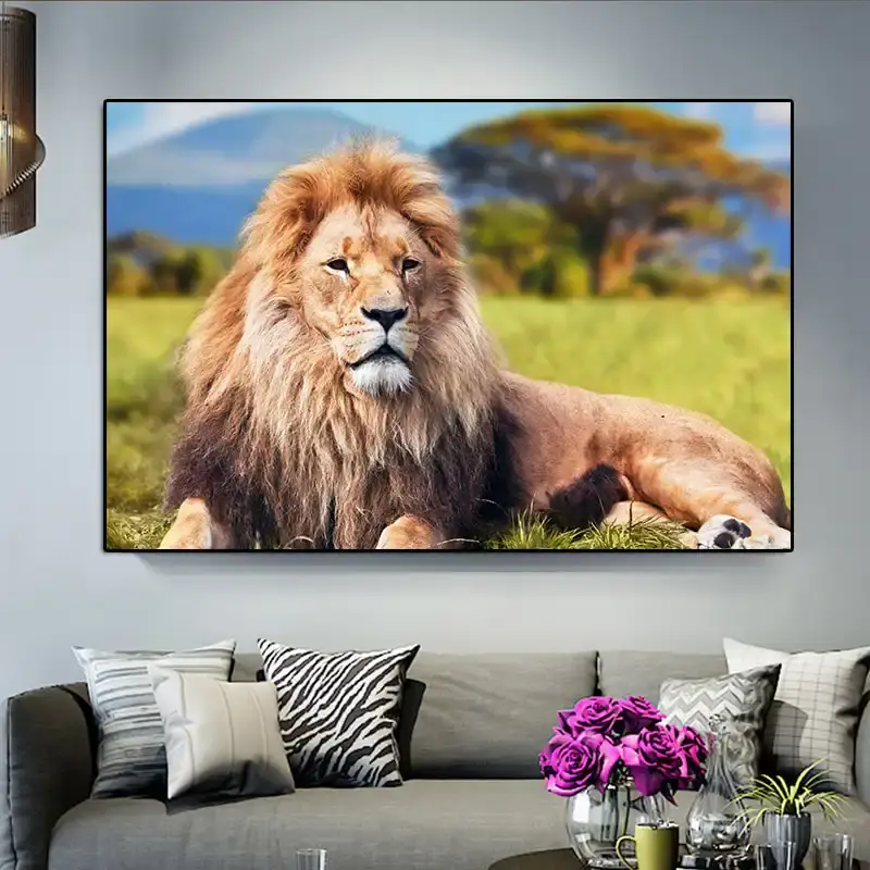 Steppe Animal Lion Kətan Tablo TB1479 - 3