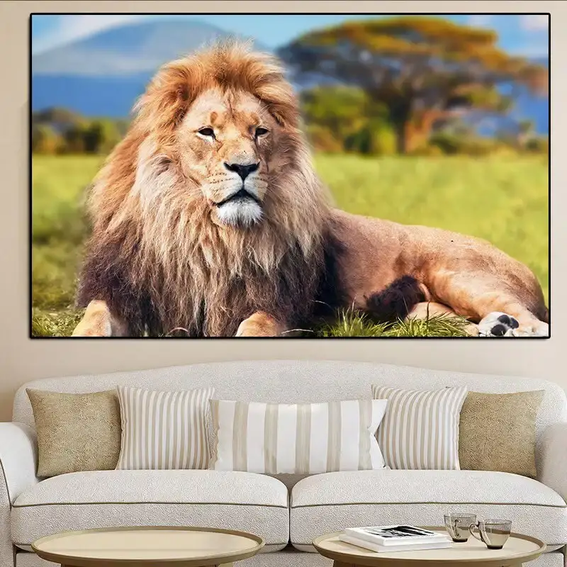Steppe Animal Lion Kətan Tablo TB1479 - 4