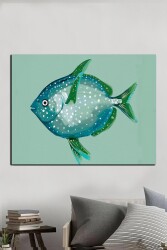 Su Yeşili Opah Balığı Kətan Tablo - Markaev