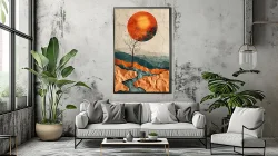 Sun and Tree Abstract Kətan Tablo TB2057 - 2