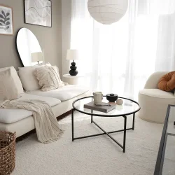 Sun Jurnal Masası Şəffaf Temperli Şüşə - Qara - Neohome (1)