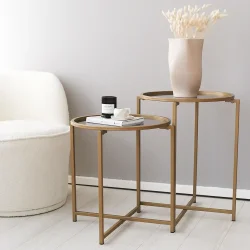 Sun Yan Sehpa Füme Temperli Şüşə 50cm - Gold - Neohome (1)