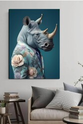 Takım Elbiseli Gergedan Kətan Tablo - Markaev