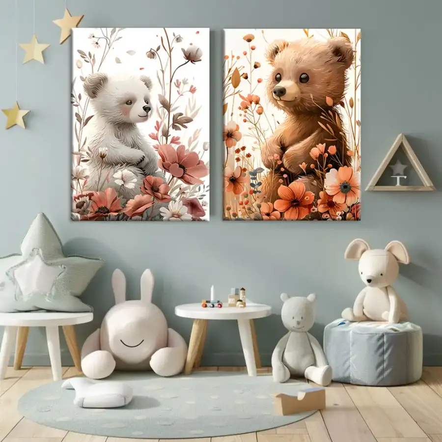 Teddy Bear 2'li Set Kətan Tablo TB2140 - 1