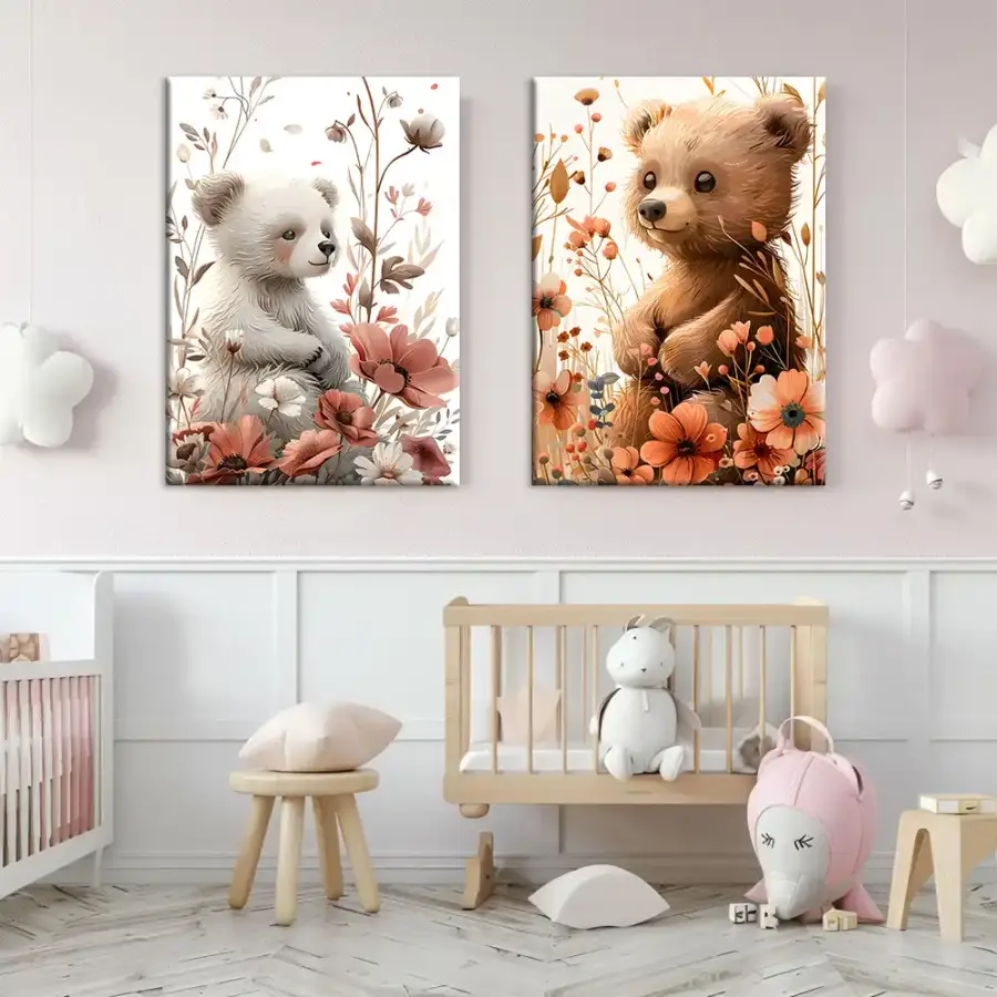 Teddy Bear 2'li Set Kətan Tablo TB2140 - 2