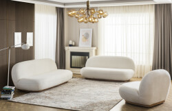 Tedy Divan Dəsti 3+2+1 - Beyaz - Eymense