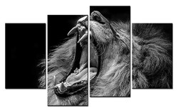 The Roaring Lion 4 Parçalı Kətan Tablo - 5