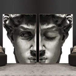 The Statue Closed Eye 2'li Set Kətan Tablo TB1233 - 2